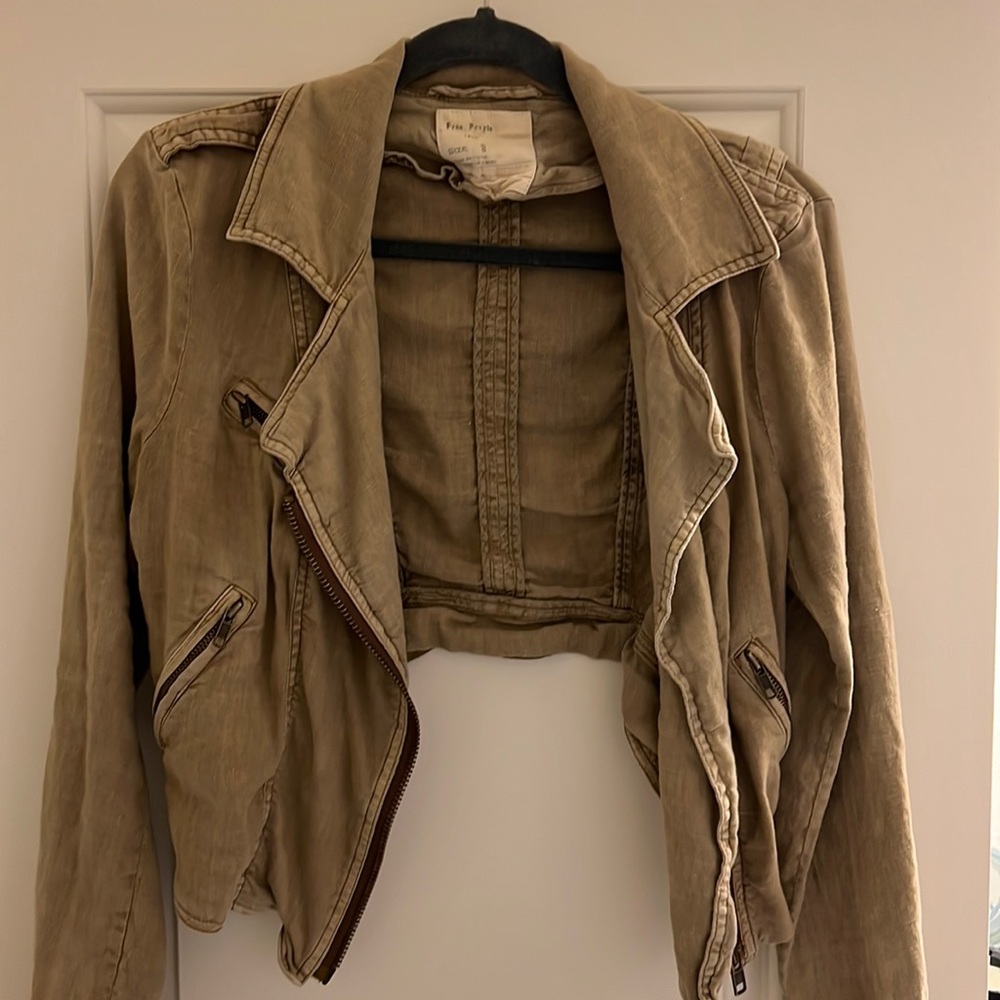 Free People khaki moto jacket
